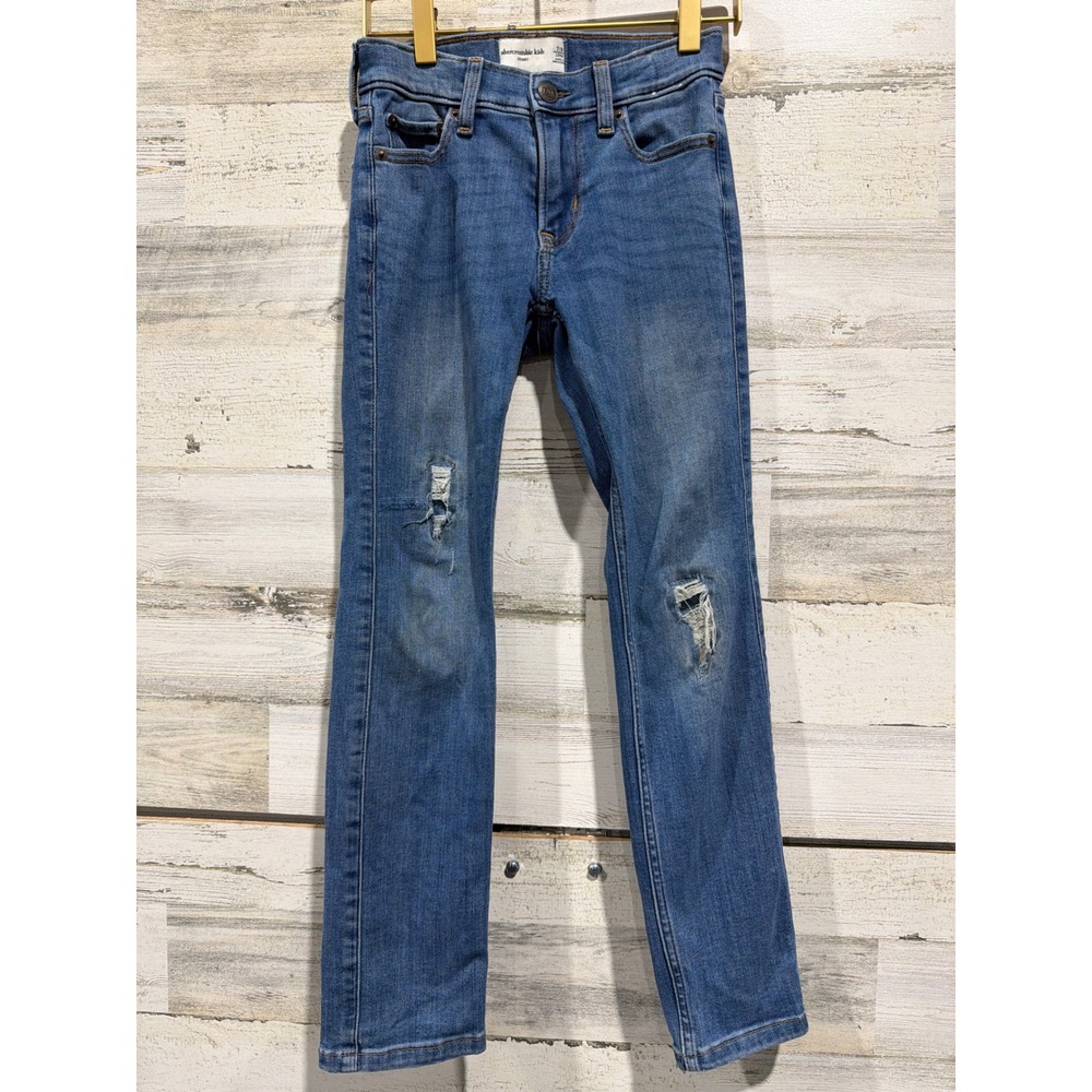 Abercrombie Kids Skinny Jeans Boys 7/8 Blue Distressed Skater GUC